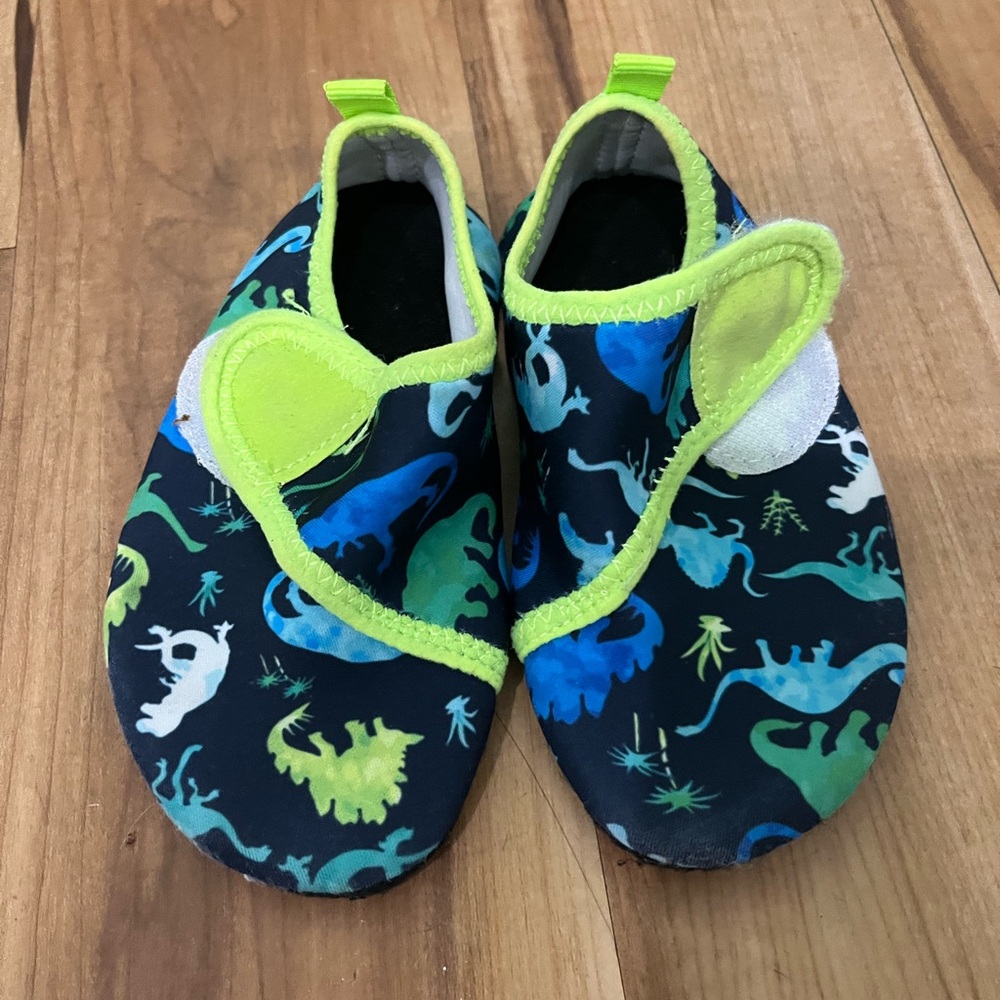 Dinosaur Print Kids Shoes - Blue and Green